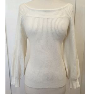 Anthropologie Cream Off Shoulder Sweater